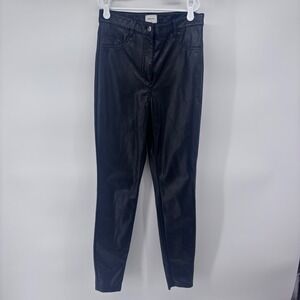 Aritzia Wilfred Free Vegan Leather Pants Black Skinny‎ High Waist Size 2 (24x28)